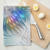 Floral Fantasy, kleurrijke Abstracte fractale bloe Theedoek (Quarter Fold)