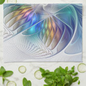 Floral Fantasy, kleurrijke Abstracte fractale bloe Theedoek (Gevouwen)