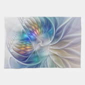 Floral Fantasy, kleurrijke Abstracte fractale bloe Theedoek (Horizontaal)