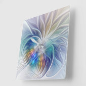 Floral Fantasy, kleurrijke Abstracte fractale bloe Vierkante Klok (Hoek)
