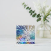 Floral Fantasy, kleurrijke Abstracte fractale bloe Vierkante Visitekaartje (Staand voorkant)