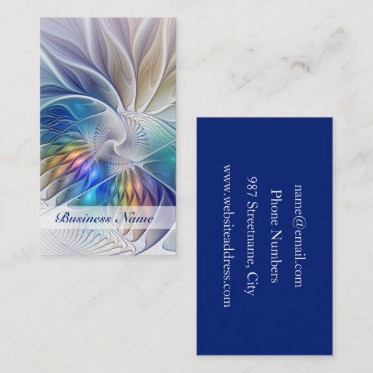 Floral Fantasy, kleurrijke Abstracte fractale bloe Visitekaartje (Voorkant / Achterkant)