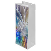 Floral Fantasy, kleurrijke Abstracte fractale bloe Wijn Cadeautas (Achterkant Gekanteld)