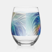 Floral Fantasy, kleurrijke Abstracte fractale bloe Wijnglas Zonder Voet (Links)