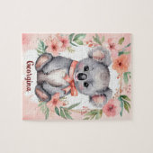 Floral Fantasy Koala gepersonaliseerd Kinder Legpuzzel (Horizontaal)