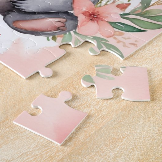 Floral Fantasy Koala gepersonaliseerd Kinder Legpuzzel (Zijkant)