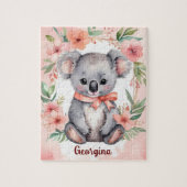 Floral Fantasy Koala gepersonaliseerd Kinder Legpuzzel (Verticaal)