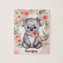Floral Fantasy Koala gepersonaliseerd Kinder Legpuzzel