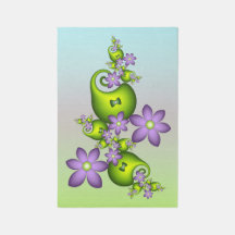Floral Fantasy Lila Flowers Green Shapes Fractal