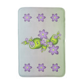 Floral Fantasy Lila Flowers Green Shapes Fractal Badmat (Voorkant Verticaal)
