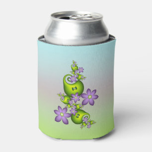 Floral Fantasy Lila Flowers Green Shapes Fractal Blikjeskoeler