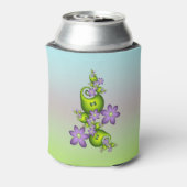 Floral Fantasy Lila Flowers Green Shapes Fractal Blikjeskoeler (Blikje Achterkant)