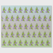 Floral Fantasy Lila Flowers Green Shapes Fractal Cadeaupapier (Vlak)