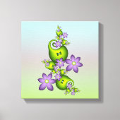 Floral Fantasy Lila Flowers Green Shapes Fractal Canvas Afdruk (Voorkant)