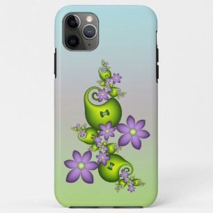 Floral Fantasy Lila Flowers Green Shapes Fractal Case-Mate iPhone Case