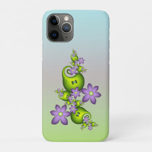 Floral Fantasy Lila Flowers Green Shapes Fractal Case-Mate iPhone Case
