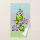 Floral Fantasy Lila Flowers Green Shapes Fractal Handdoek (Handdoek)