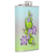 Floral Fantasy Lila Flowers Green Shapes Fractal Heupfles (Rechts)