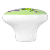 Floral Fantasy Lila Flowers Green Shapes Fractal Keramische Knop (Zijkant)