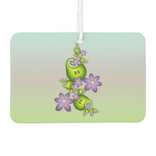Floral Fantasy Lila Flowers Green Shapes Fractal Luchtverfrisser
