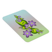 Floral Fantasy Lila Flowers Green Shapes Fractal Magneet (Rechterzijde)