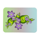 Floral Fantasy Lila Flowers Green Shapes Fractal Magneet (Horizontaal)