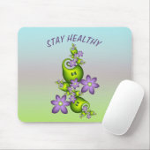 Floral Fantasy Lila Flowers Green Shapes Fractal Muismat (Met muis)