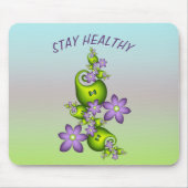 Floral Fantasy Lila Flowers Green Shapes Fractal Muismat (Voorkant)