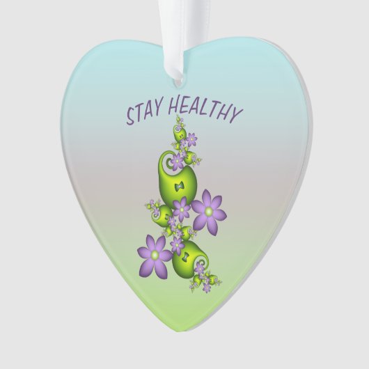 Floral Fantasy Lila Flowers Green Shapes Fractal Ornament (voorkant)