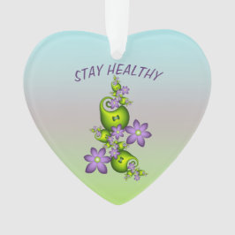 Floral Fantasy Lila Flowers Green Shapes Fractal Ornament