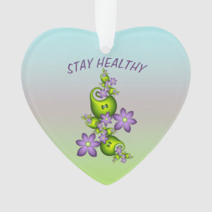 Floral Fantasy Lila Flowers Green Shapes Fractal Ornament