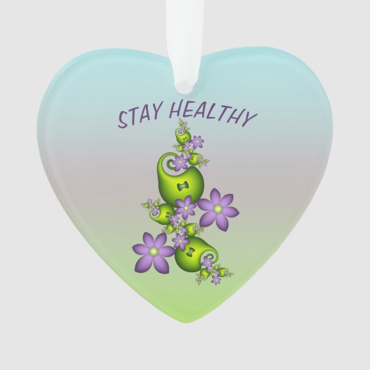 Floral Fantasy Lila Flowers Green Shapes Fractal Ornament (voorkant)