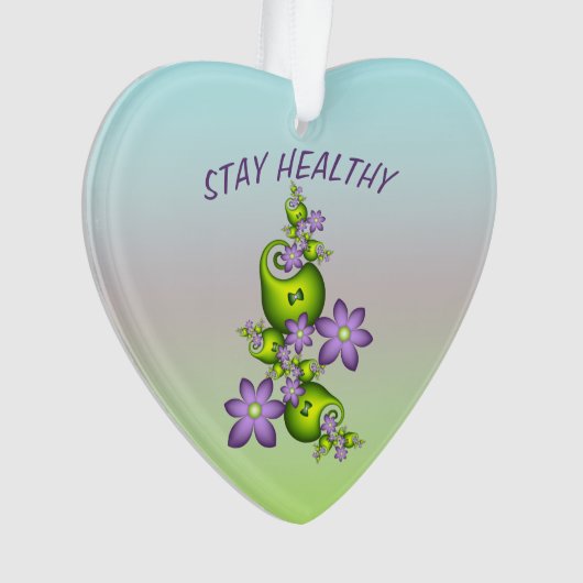 Floral Fantasy Lila Flowers Green Shapes Fractal Ornament (voorkant)