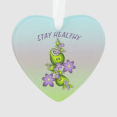 Floral Fantasy Lila Flowers Green Shapes Fractal Ornament (achterkant)