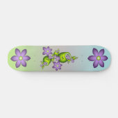 Floral Fantasy Lila Flowers Green Shapes Fractal Persoonlijk Skateboard (Horizontaal)