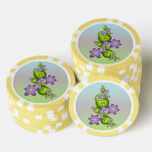 Floral Fantasy Lila Flowers Green Shapes Fractal Poker Chips (Opstapeling)