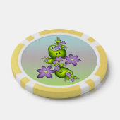 Floral Fantasy Lila Flowers Green Shapes Fractal Poker Chips (Enkel)