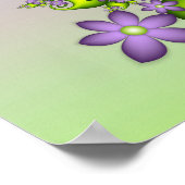 Floral Fantasy Lila Flowers Green Shapes Fractal Poster (Hoek)