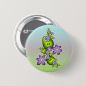 Floral Fantasy Lila Flowers Green Shapes Fractal Ronde Button 5,7 Cm (Voorkant /achterkant)