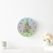 Floral Fantasy Lila Flowers Green Shapes Fractal Ronde Klok (Huis)