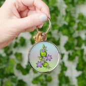 Floral Fantasy Lila Flowers Green Shapes Fractal Sleutelhanger (Hand)