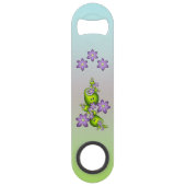 Floral Fantasy Lila Flowers Green Shapes Fractal Speed Flessenopener (Achterkant)