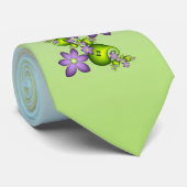 Floral Fantasy Lila Flowers Green Shapes Fractal Stropdas (Opgerold)