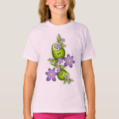Floral Fantasy Lila Flowers Green Shapes Fractal T-shirt (Voorkant)