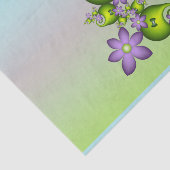 Floral Fantasy Lila Flowers Green Shapes Fractal Tissuepapier (Detail)