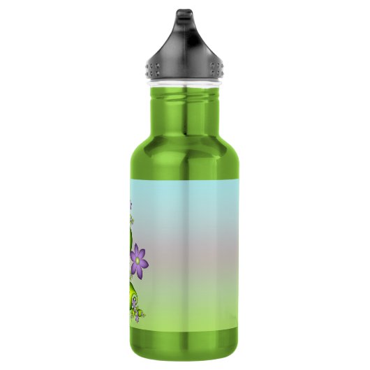 Floral Fantasy Lila Flowers Green Shapes Fractal Waterfles (Rechts)