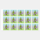 Floral Fantasy Lila Flowers Green Shapes Labels (Vel)