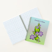 Floral Fantasy Lila Green Flowers Fractal Name Notitieboek (Binnen)
