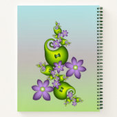 Floral Fantasy Lila Green Flowers Fractal Name Notitieboek (Achterkant)