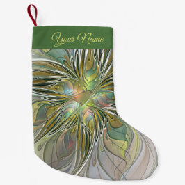 Floral Fantasy Modern Fractal Art Flower Gold Name Kleine Kerstsok